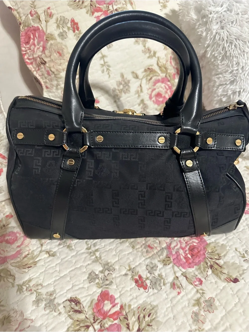 Versace Black bag with Gold Medallion Hardware